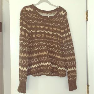 Free People Taupe/Patterned Sweater